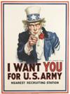 JAMES MONTGOMERY FLAGG (1870-1960). I WANT YOU FOR U.S. ARMY. 1917. 40x30 inches, 103x76 cm. Leslie-Judge Co., New York.